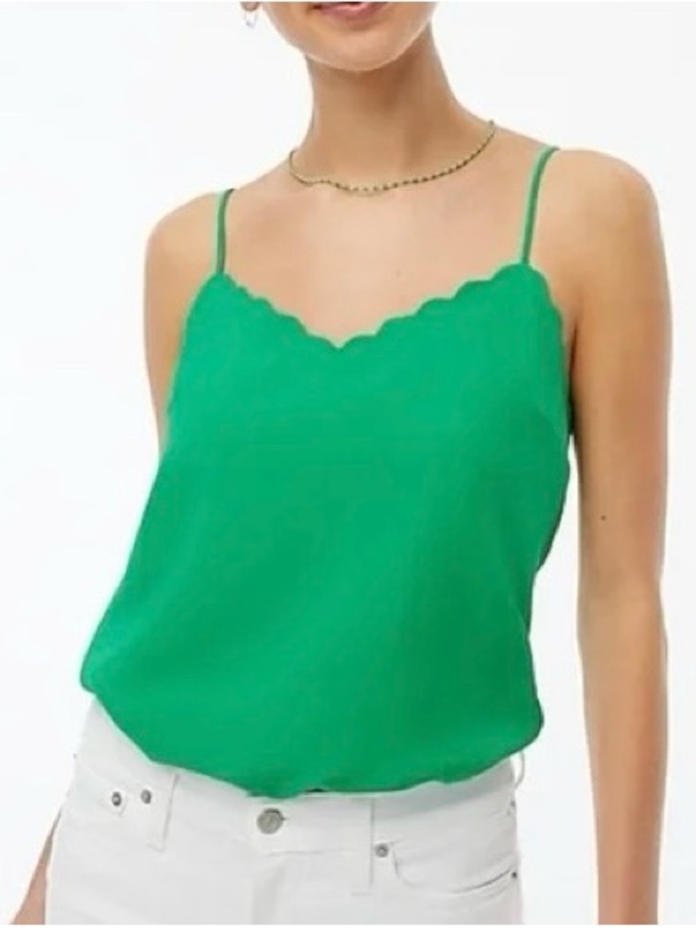 J. Crew Green Scallop Cami Tank size 6